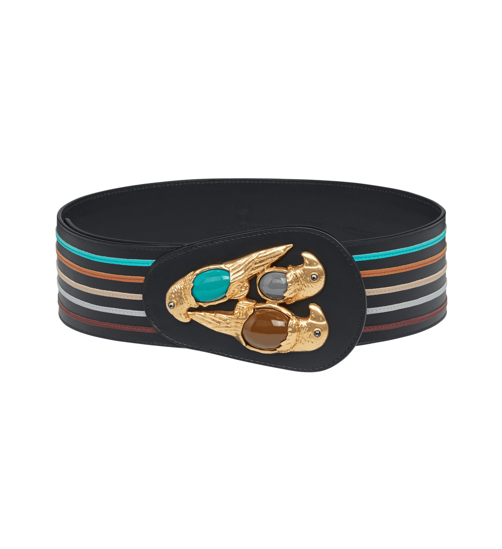 Green Parrot Statement Belt Sonia Petroff S/M 70cm to 85cm gb 