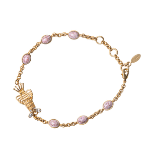 Load image into Gallery viewer, Lobster Anklet Chain with Rose quartz stones Sonia Petroff gb 
